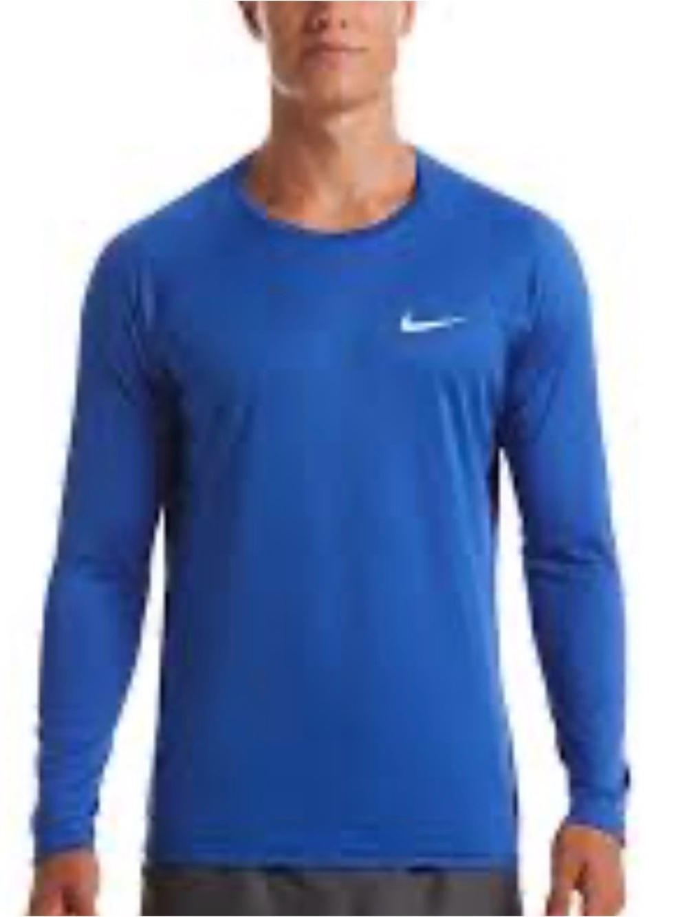 Nike Men’s Long Sleeve Crew Tee - Blue with White Swoosh